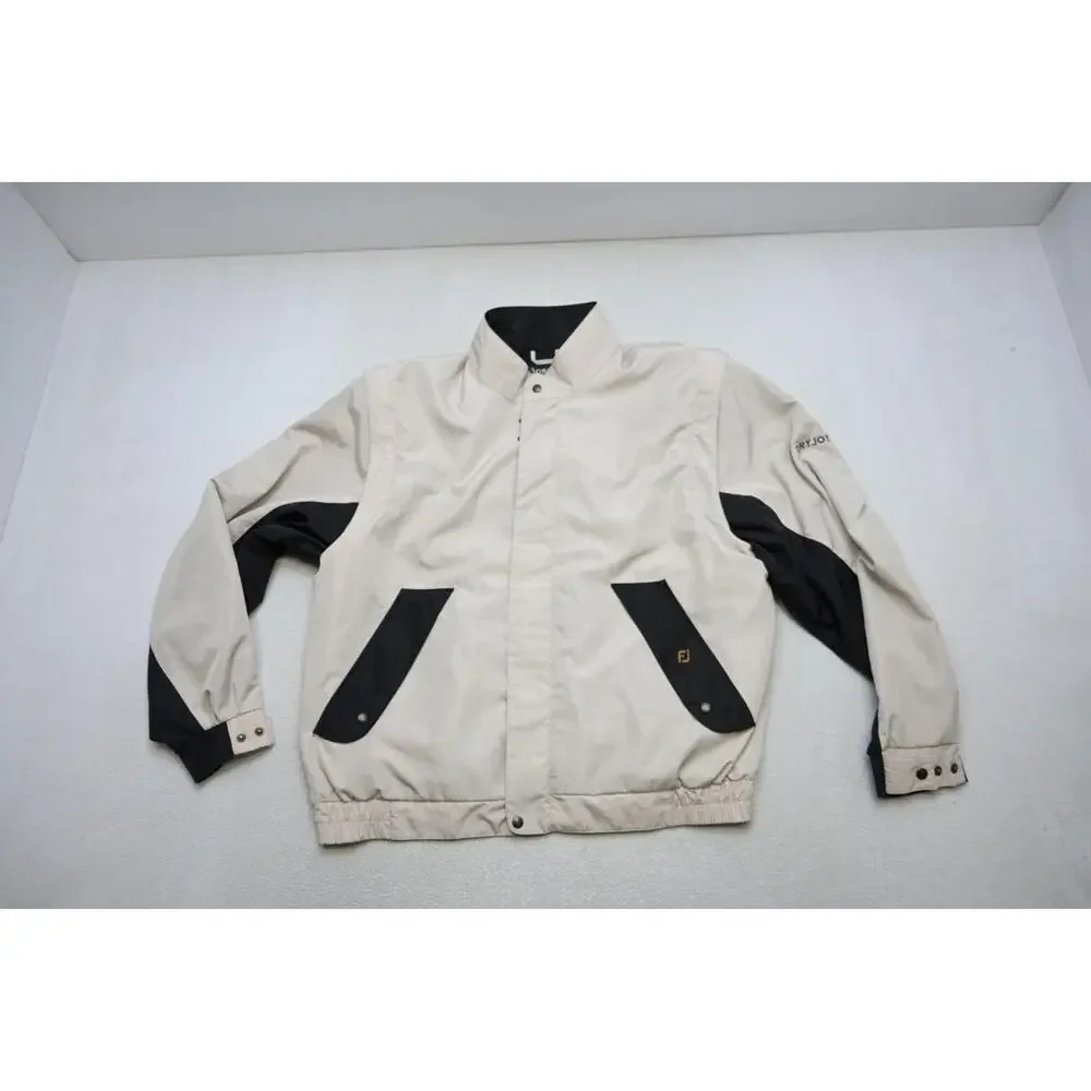 FootJoy DryJoys Golf Jacket Beige Full Zip Convertible Sleeve‎ Mens Size XL